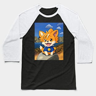 Cute Cartoon Dog in Goku Style Baseball T-Shirt